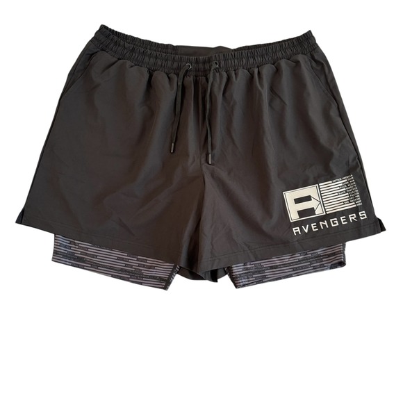 Marvel Other - Marvel Avengers 2XL Black 2-in-1 Athletic Training Shorts Zip Pocket Graphic